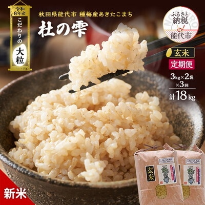 新米 令和8年産 定期便 玄米 秋田県産 あきたこまち 6kg  全3回[No.5409-0046]