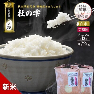 新米 令和8年産 定期便 白米 秋田県産 あきたこまち 6kg 全12回[No.5409-0052]