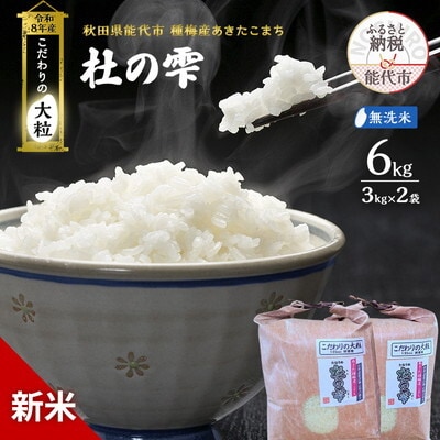 新米 令和8年産 無洗米 秋田県産 あきたこまち 6kg(3kg×2)[No.5409-0053]