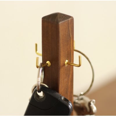 木と真鍮のキースタンド アンティークブラウン【申込後に製作いたします】