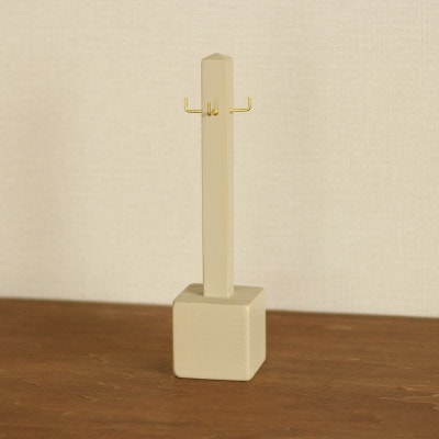 木と真鍮のキースタンド アンティークホワイト【申込後に製作いたします】