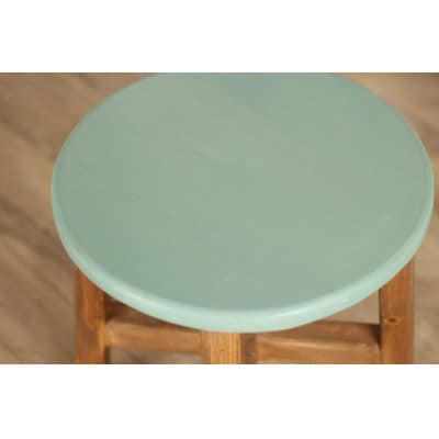 座面の広いスツール ライトブルー×オーク【申込後に製作いたします】