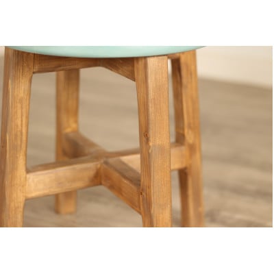 座面の広いスツール ライトブルー×オーク【申込後に製作いたします】