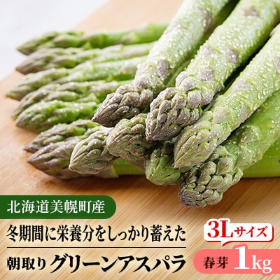 [先行受付]2026年産 柔らかくてみずみずしい朝取りグリーンアスパラ(春芽)3L 1kg