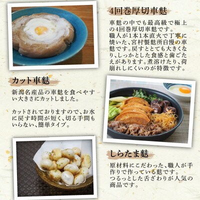新潟の麩6種まるごと食べ比べセット(新発田麩・4回巻厚切車麩8枚・カット車麩・カットおし麩・その他)