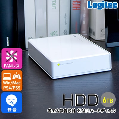 ロジテック ハードディスク(HDD) 6TB スタンダードタイプ/白/LHD-EN60U3WSWH