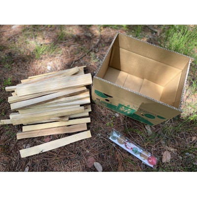 信州産焚き付け用薪　カラフルでコロコロした着火剤付き(6個入)　薪約3キロ×2箱