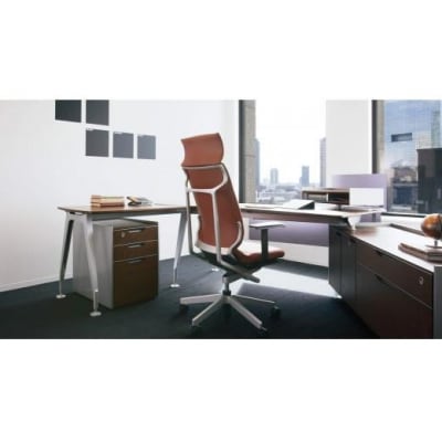 コクヨチェアー アガタ ヘッドレスト・可動肘・背クッション(ブラック)・布張りAグレー・カーペット用