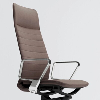 コクヨチェアー ファブレ 全5色 ハイバック・本体黒・アルミ脚・サークル肘・背ストライプ革・座革