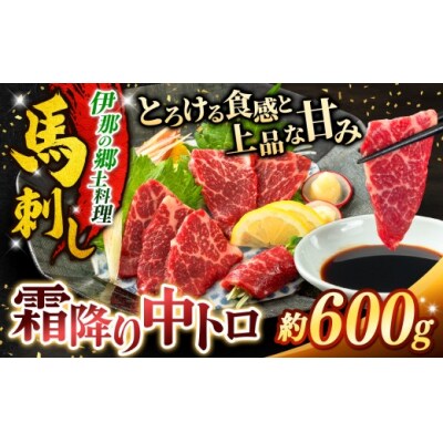 馬刺し 霜降り中トロ馬刺し 約600g 刺身 冷凍 小分け 伊那 信州【017-26】