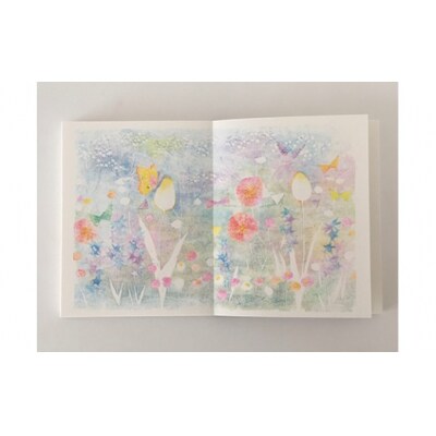 詩画集「目に見えぬ詩集」(詩:谷川俊太郎)特装版　直刷り木版画入り　夫婦箱納　版画:チューリップ
