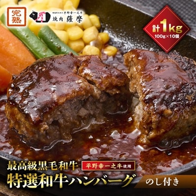 【のし付き】特選和牛〈焼肉薩摩 完熟平野幸一之牛〉ハンバーグ10個