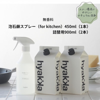 【泡石鹸スプレー for kitchen(本体×1&詰替用×2パック)】石鹸&リモネンでスッキリ洗浄