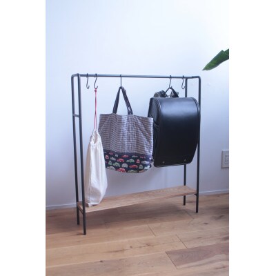 木枠屋 ハンガーラック スリム ブラック アイアン 天然木 木枠屋