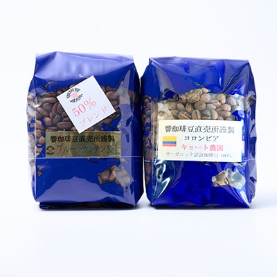 人気の高級豆セット2種!ブルーマウンテンNo1ハーフMIXとコロンビア京都農園各200g