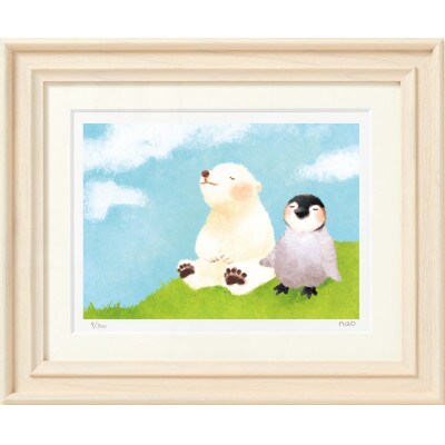 イラスト作家「菜生」アートフレーム〈今日はいい天気〉ペンギン&しろくま
