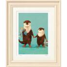 イラスト作家「菜生」アートフレーム〈かーちゃん喜ぶかなぁ〉カワウソ