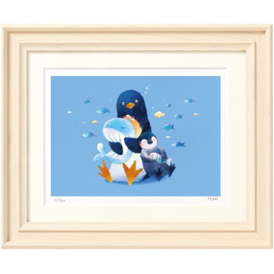 イラスト作家「菜生」アートフレーム《すよすよスピスピ》ペンギン