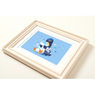 イラスト作家「菜生」アートフレーム《すよすよスピスピ》ペンギン