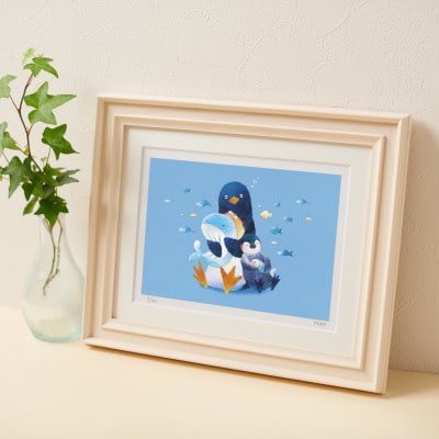 イラスト作家「菜生」アートフレーム《すよすよスピスピ》ペンギン
