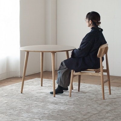 単色メラミン材のラウンドダイニング[70cm]ベージュ色