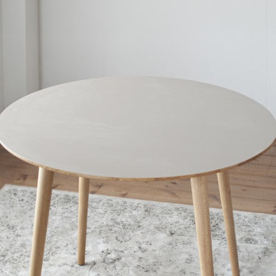 単色メラミン材のラウンドダイニング[70cm]ベージュ色