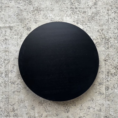 ブラックオーク材のラウンドダイニング[80cm]オーク材黒着色天然突板