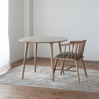 単色メラミン材のラウンドダイニング[80cm]ベージュ色