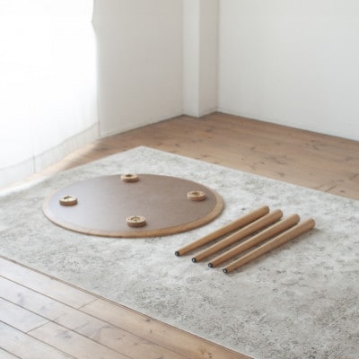 単色メラミン材のラウンドダイニング[90cm]ベージュ色