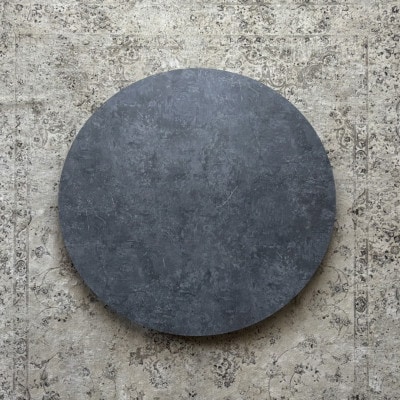 モルタル調メラミン材のラウンドダイニング[90cm]木部ウォルナット色