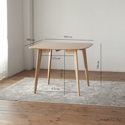 オーク材のスクエアダイニング[90cm] 正方形 天然突板