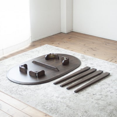 ウォルナット材のオーバルダイニング[120cm] 楕円形 天然突板