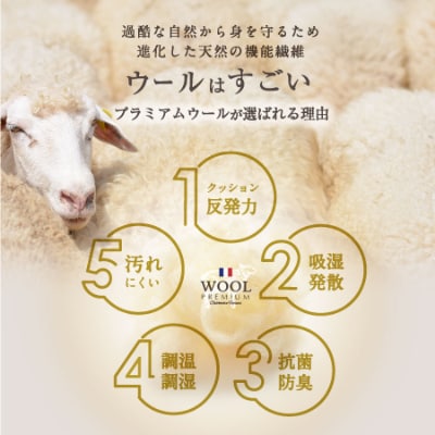 羊毛100% 敷布団 ダブルロング (アイボリー色) フランス産プレミアムウール使用