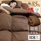 羽毛布団 セミダブルロング (ブラウン色) エクセルゴールドラベルダウン85%