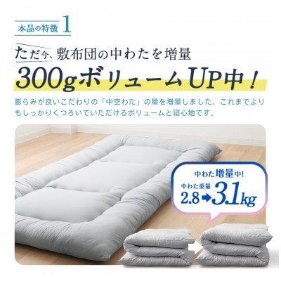 防ダニ抗菌 敷布団 シングルロング (オリーブグレー色) 東洋紡フィルハーモニー使用