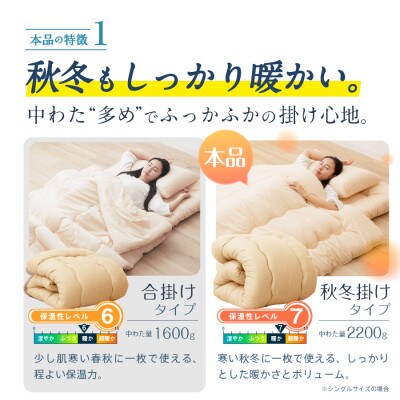 防ダニ抗菌 掛け布団 セミダブルロング (オリーブグレー色) 東洋紡フィルハーモニー使用