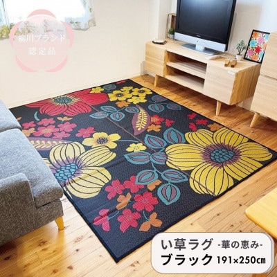 い草 ラグ 華の恵みふっくら仕上げ《ブラック》　191cm×250cm