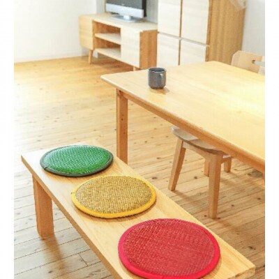 いぐさのチェアパッド(丸い座布団) 4枚セット・グリーン