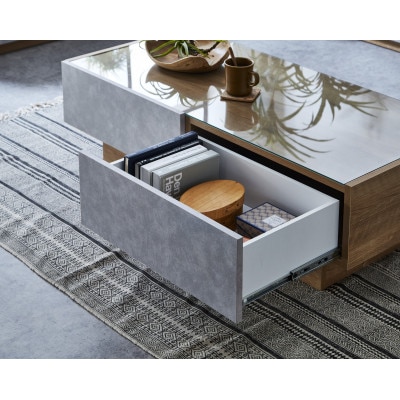 【センターテーブル】ハリーファ120・ライトグレー(幅119cm 奥行55cm 高さ38cm)