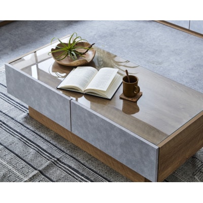 【センターテーブル】ハリーファ120・ライトグレー(幅119cm 奥行55cm 高さ38cm)