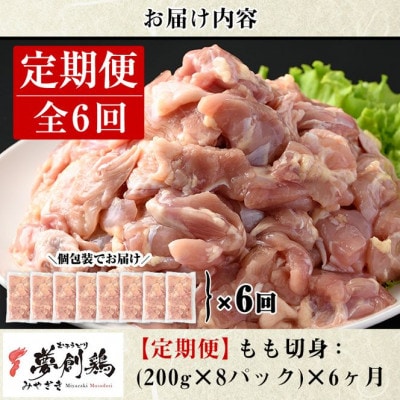 【毎月定期便】宮崎県産ブランド鶏「夢創鶏」もも切身(200g×8)全6回