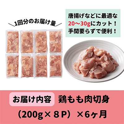 2023年5月発送開始『定期便』宮崎県産ブランド鶏「夢創鶏」もも切身(200g×8)全6回