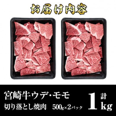 宮崎牛ウデ・モモ切り落とし焼肉(計1kg)(門川町)