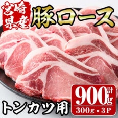 宮崎県産豚ロース(計900g・トンカツ用300g&times;3パック/1パック3枚入り)(門川町)