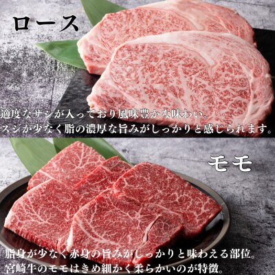 宮崎牛ステーキセット(合計1kg)ロース(2枚・500g)モモ(5枚・500g)(門川町)