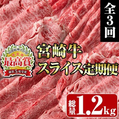 【毎月定期便】宮崎牛スライス(門川町)全3回