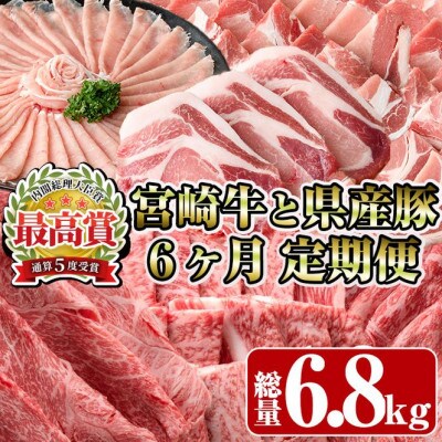 【毎月定期便】宮崎牛と県産豚(門川町)全6回