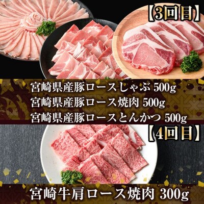 【毎月定期便】宮崎牛と県産豚(門川町)全6回