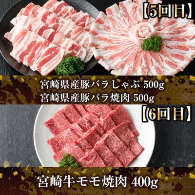 【毎月定期便】宮崎牛と県産豚(門川町)全6回