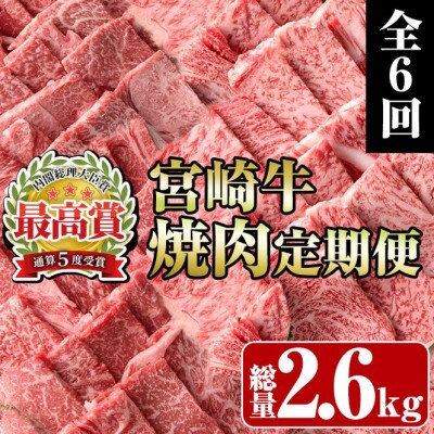 【毎月定期便】宮崎牛焼肉定期便全6回